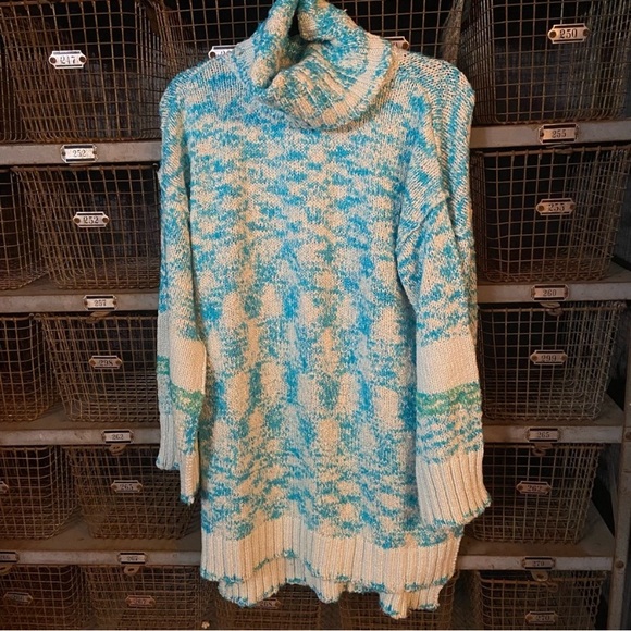 Free People winter storm tunic sweater dress ice castle Turquoise 2461 - Picture 3 of 13